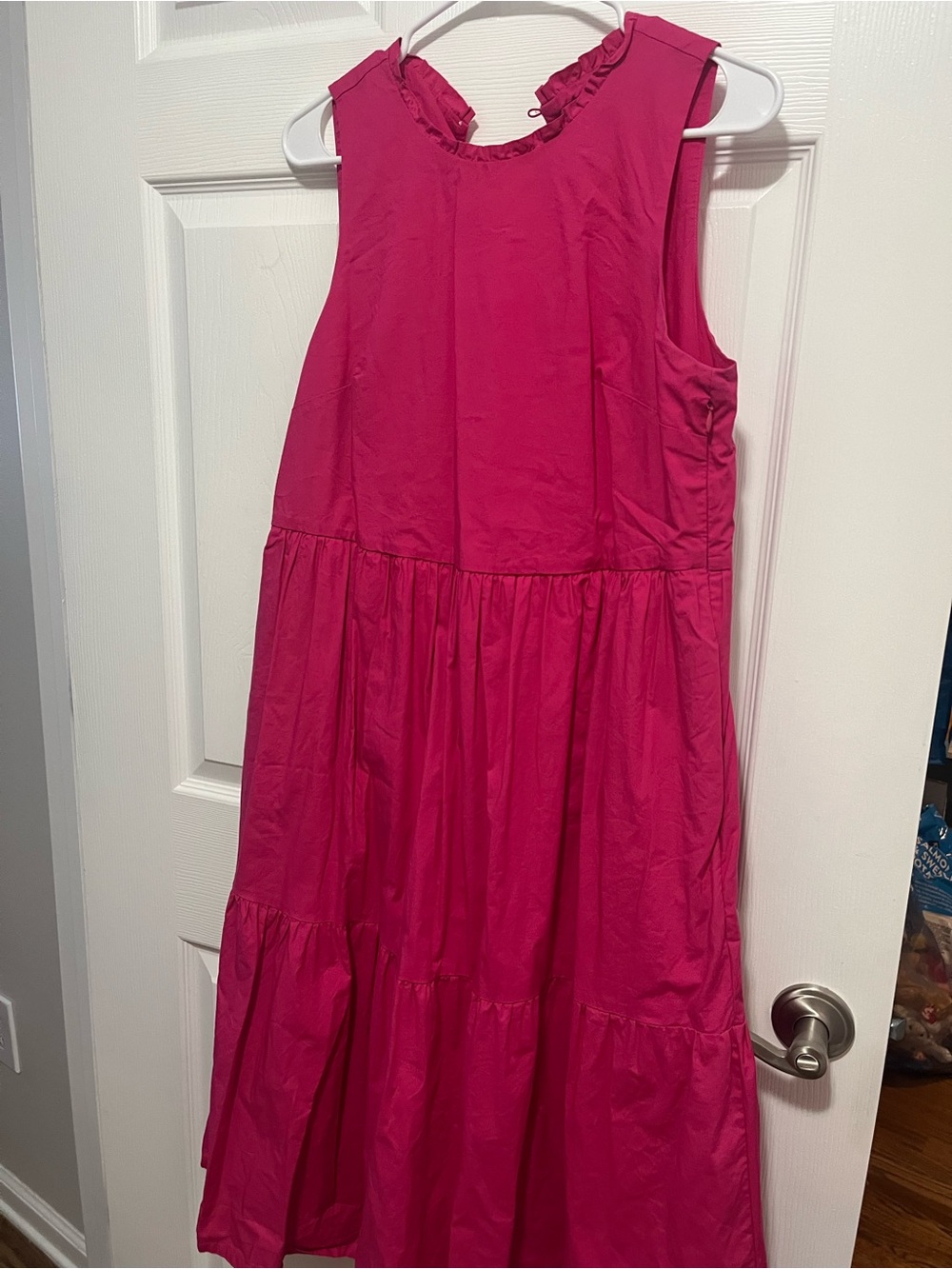J Crew Pink Ruffle Neck Tiered Dress